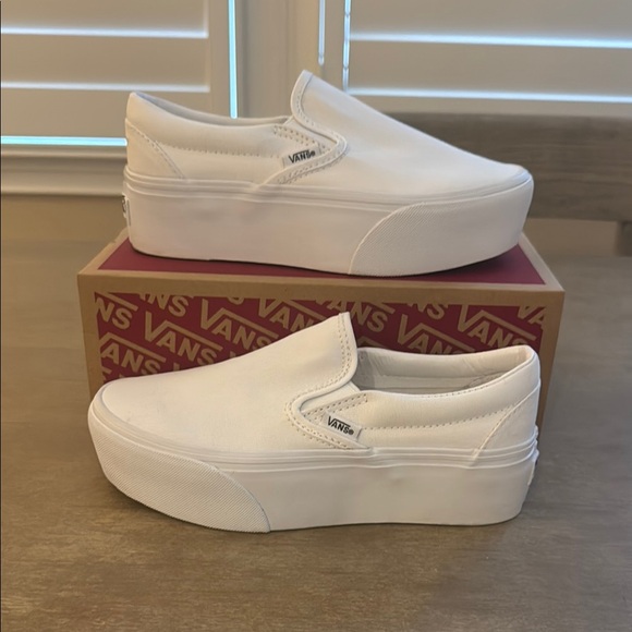 Vans Shoes - Vans slip-on stack white women’s 6 BL